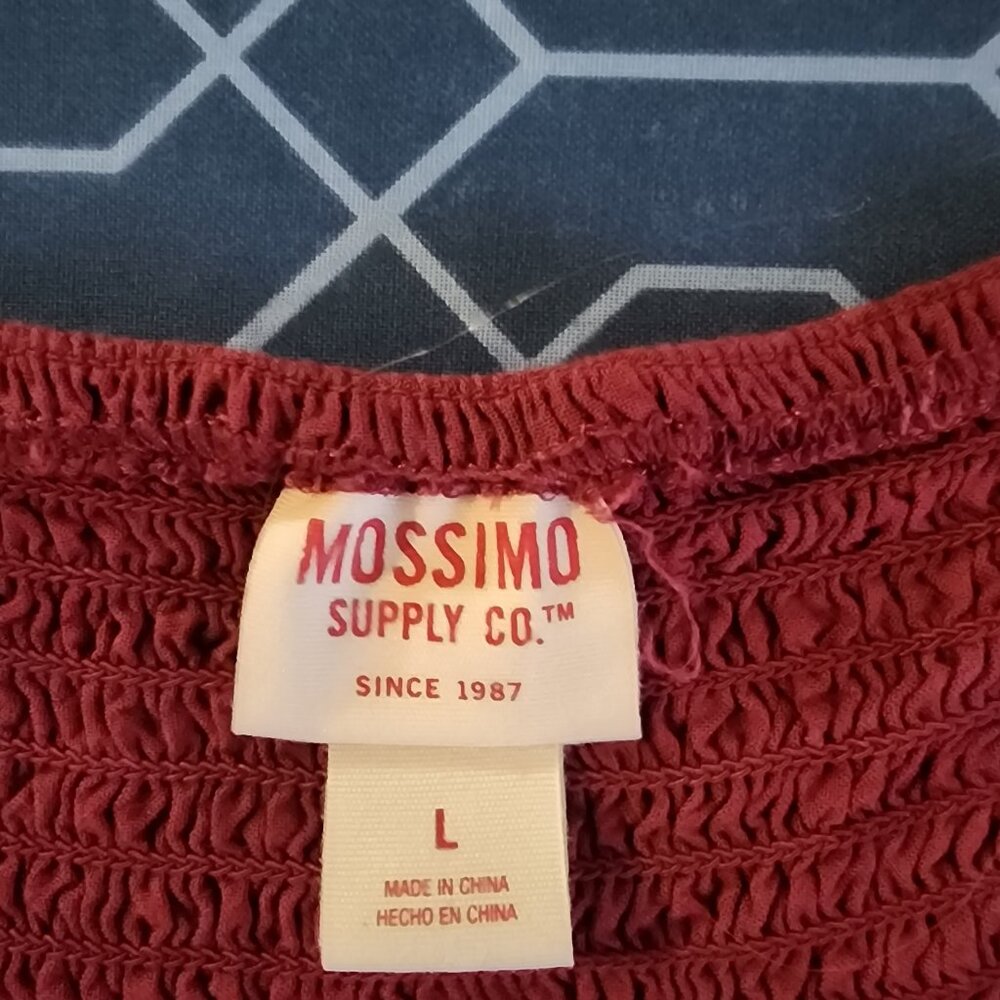 Burgundy Smocked Bodice Mini Dress | L - Picture 3 of 4